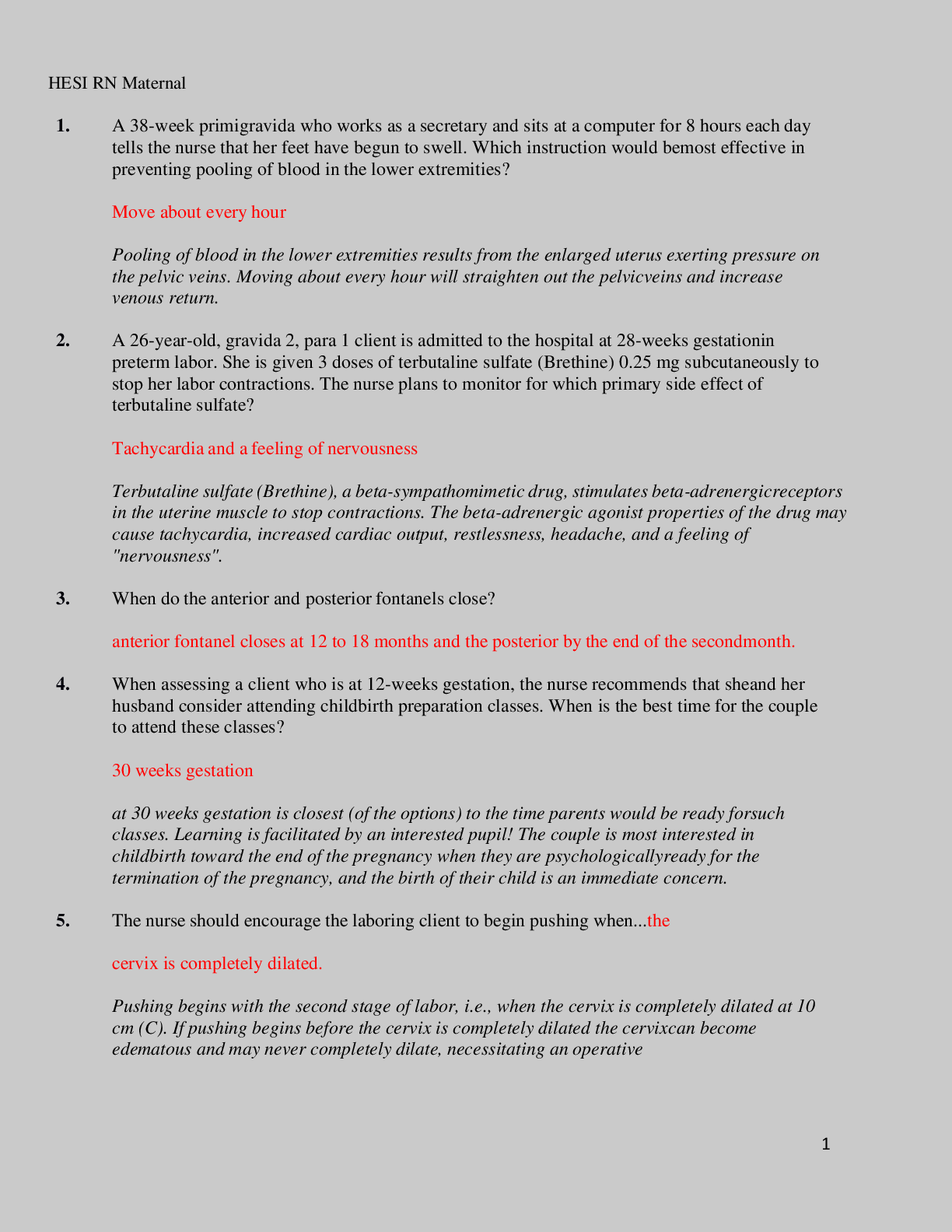 Preview image for HESI RN MATERNAL